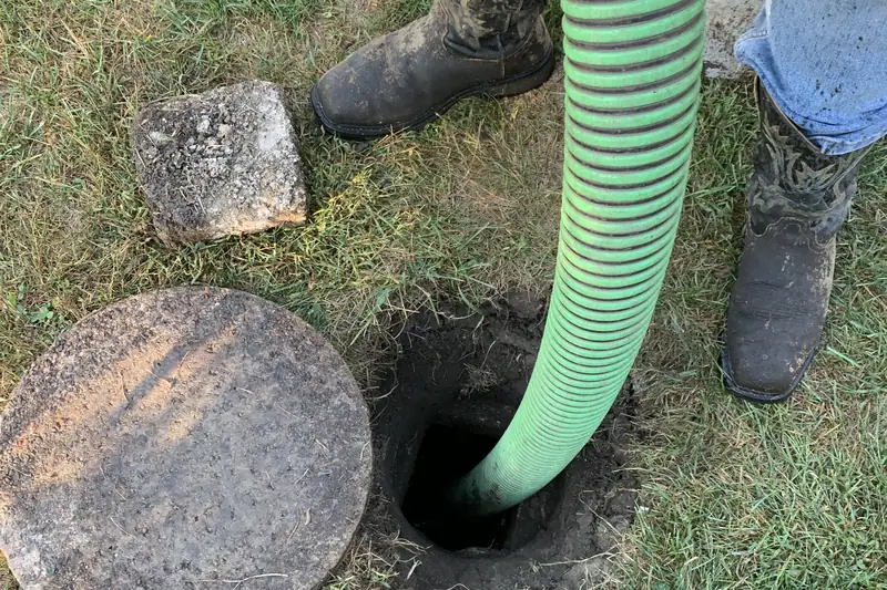 Overhead view of hose work at an access point